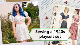 Sewing a 1940s playsuit set  Vintage sewing project  sew with me [upl. by Bibby]