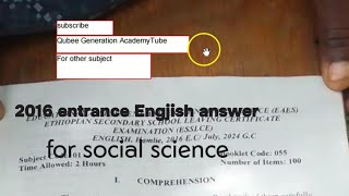 2016 entrance answer English for social science [upl. by Vassar]