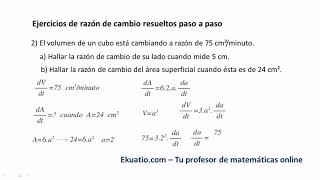 Ejercicios de razón de cambio resueltos paso a paso [upl. by Niwrad]