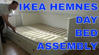 IKEA HEMNES Daybed frame with 3 drawers assembly [upl. by Atteugram]