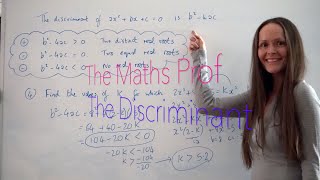 The Maths Prof The Discriminant b²4ac [upl. by Martens]