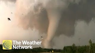 7minutes of footage and coverage of EF4 Manitoba tornado  August 3 2018 [upl. by Esdnil10]