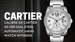 Calibre De Cartier Silver Dial Steel Automatic Mens Watch W7100015 Review  SwissWatchExpo [upl. by Ennoira175]