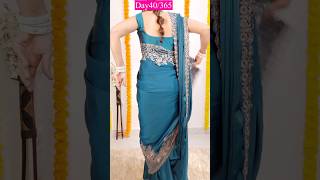 Try this Off shoulder front pallu styleday40365sareedrapings drapingsaree fashion [upl. by Alber]