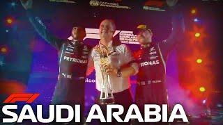 Saudi Arabian GP F1 2021 Podium Lewis Hamilton P1  Max Verstappen P2  Valtteri Bottas P3 F1 GP [upl. by Norrehs516]