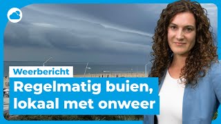 Weerbericht regelmatig buien soms met onweer [upl. by Ewer]