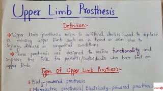 Upper Limb ProsthesisTypes of Upper Limb ProsthesesComponents of Upper Limb Prostheses [upl. by Dougall845]