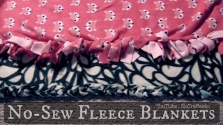 NO SEW FLEECE BLANKET  Easy DIY Tie Blankets  SoCraftastic [upl. by Norihs]