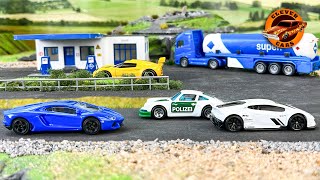 Diecast Model Cars Racing and Police Car Chase Stop Motion [upl. by Llenal166]