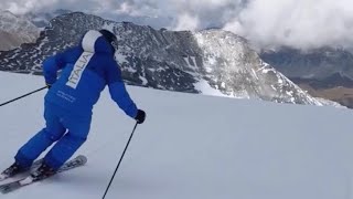 Andrea Mammarella Italian national Ski instructor warming up in Stelvio Pass Glacier 🇮🇹 [upl. by Gilmore895]