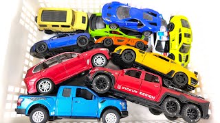 BOX FULL OF Diecast Cars  Toyota Yaris Honda Civic Porsche GTR Rolls Royce Mercedes BenzBus [upl. by Kellie]