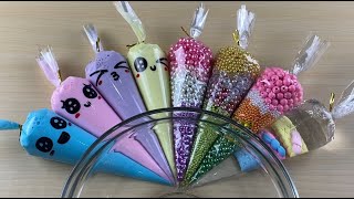 Slime Cantik Making Soft Pastel Glossy Slime With Funny Piping Bags  Satisfying Slime Video 0084 [upl. by Senskell]