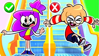 Escalator Safety Song  Funny English for Kids [upl. by Kleiman897]