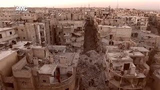 Drone Video Shows Destruction in Aleppo From the Air [upl. by Jermain]