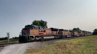 UP 1996 Leads An EB UP Trackage Rights Train On The BNSF Marceline Subdivision On 091024 [upl. by Akinnor]