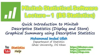 A Quick Introduction to Minitab Lecture 1 BS Stat 20212025 Urdu [upl. by Selbbep]