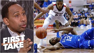 Duke’s confidence shaken by Gonzaga’s zone defense – Stephen A  First Take [upl. by Hgeilhsa]