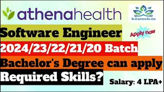 athenahealth hiring Quality Software Engineer  Bachelors degree [upl. by Fernanda810]