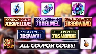 5 NEW COUPON CODES FOR GLOBAL amp JP 4th Year Anniversary 7DS Info Seven Deadly Sins Grand Cross [upl. by Intruoc465]