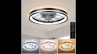 Hisummer 20inch Low Profile Ceiling Fan with Light and Remote [upl. by Noelopan]