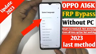 OPPO A16k FRP BYPASS  Oppo A16k Google account bypass new tricks 2023 [upl. by Beattie800]