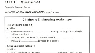 Cambridge IELTS Book 16 Listening Test 1  with Answer Keys  Children engineering workshops [upl. by Inavihs]