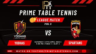 Highlights MATCH 4 Day 1  Yodhas Vs Spartans  Table 1 Slot 2  Prime Table Tennis Season 2 [upl. by Astrid]