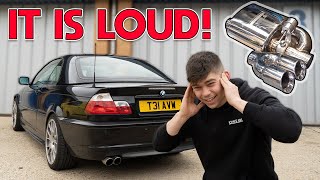 FITTING AN INSANE VALVED EXHAUST TO THE BUDGET BMW E46 [upl. by Blinnie]