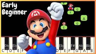 Super Mario Theme （スーパーマリオ ） VERY EASY BEGINNER PIANO TUTORIAL [upl. by Kristin]