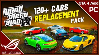 How to Install 120 Largest Car Replacement Pack in GTA 4  With Real Sports Cars  GTA IV Mod [upl. by Marilou]