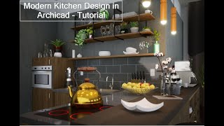 Modern Kitchen Design in Archicad  Tutorial [upl. by Akinej]