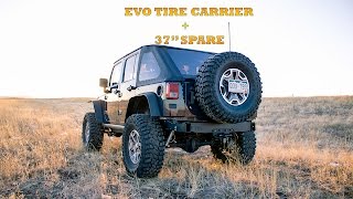 JEEP BUILD EVO TIRE CARRIER37quot SPARE InstallReview [upl. by Bonis]