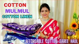 MEESHO Saree HaulMeesho Cotton mulmul saree haulLinen Cotton saree haulMeesho DailyWear Sari haul [upl. by Erapsag182]