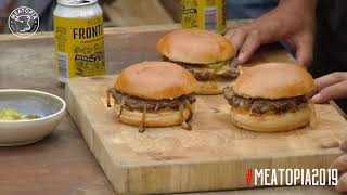 How to make the worlds best burger Rositas Deluxe at Meatopia 2019 [upl. by Adnoved]