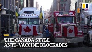 Canadian antivaccine ‘Freedom Convoy’ protests inspire demonstrations in Europe New Zealand [upl. by Aehsat]