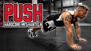 HARDCORE Push Day mit Hanteln Brust Trizeps Home Workout mit Gewichten zum Mitmachen  30 Minuten [upl. by Katzir]