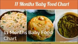 11 Months Baby Food Chart  11 Months Indian Baby Food Recipes [upl. by Ryder]