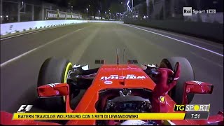 Vettel sings quotLItalianoquot after winning the Singapore Grand Prix [upl. by Teresita]