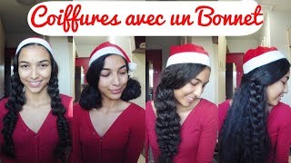 Spécial Noël 4 coiffures faciles avec un bonnet [upl. by Harihat]