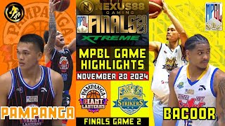 MPBL HIGHLIGHTS PAMPANGA VS BACOOR CITY FINALS GAME 2 NOVEMBER 28 2023 [upl. by Akkahs18]