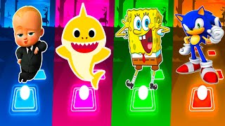 Baby Boss 2 🆚 Baby Shark 🆚 SpongeBob 🆚 Sonic Prime  Who Is Best🎯 in Tiles Hop EDM Rush🎶 [upl. by Anitnatsnoc]