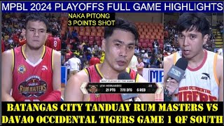 2024 MPBL PLAYOFFS  Davao Occidental 🐯 vs Batangas City 🍹 FULL GAME HIGHLIGHTS  October 10 2024 [upl. by Lhok]