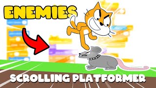 How to make ENEMIES for SCROLLING platformers in SCRATCH  Tutorial [upl. by Nnaecyoj530]