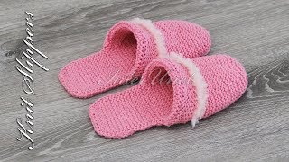 Learn how to knit slippers  womens slippers knitting pattern tutorial [upl. by Anidan]