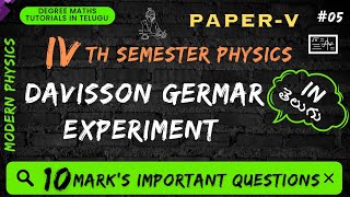 5DavissonGermers Experiment in Telugu  Modern physics  unit2 4th sem paper5 modernphysics [upl. by Morez48]