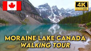 WALKING AT MAGNIFICENT MORAINE LAKE CANADA  4K UHD Video Walk [upl. by Ashli350]