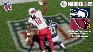 Madden 25 Arizona Cardinals vs Seattle Seahawks Week 12 Sim 2024 Full 15 Minute Quarters Game Play [upl. by Enaek]