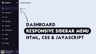 Responsive Side Navigation Bar in HTML CSS And JavaScript  Dashboard Sidebar Menu [upl. by Ecyor123]