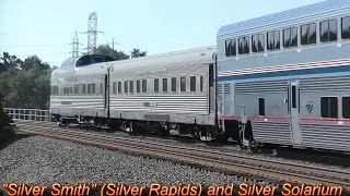 HD California Zephyr with two private cars at Johnston CA Oct 11 2014 [upl. by Eilhsa]