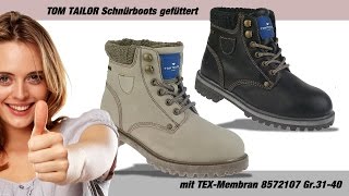 TOM TAILOR Schnürboots gefüttert mit TEXMembran 8572107 Gr3140 [upl. by Naivart851]